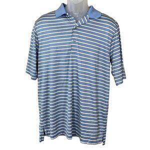 Fairway & Greene Mens Short Sleeve  Striped Golf Polo Shirt M Mercerized Cotton